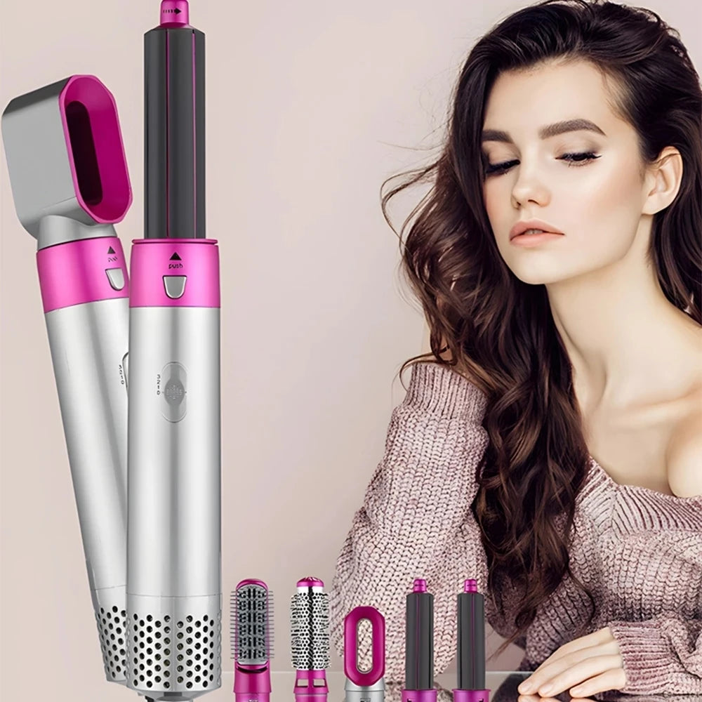 110V 5 In 1 Professional Hot Air Curler Combing Brush Hair Dryer