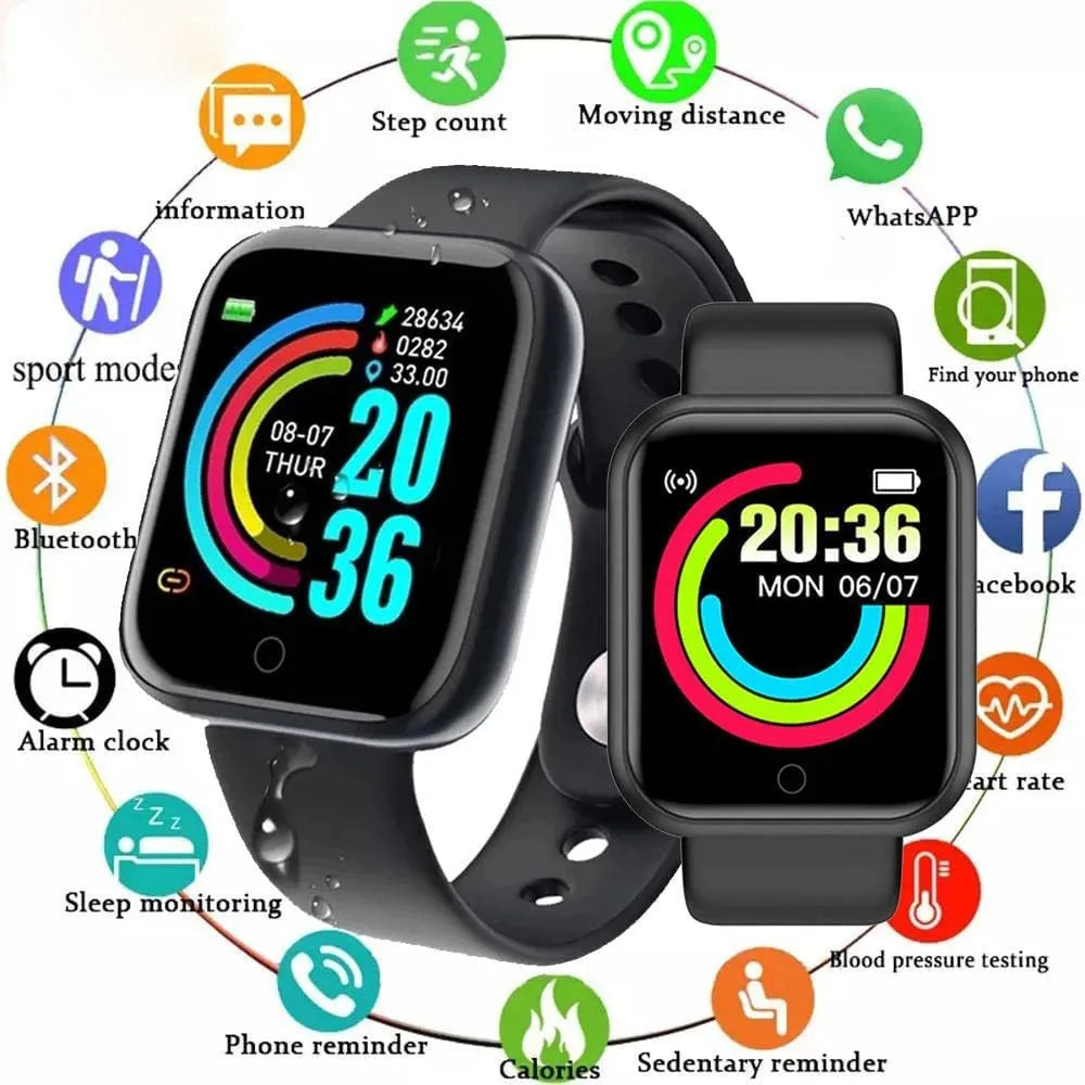 Smartwatch D20 - Relógio Inteligente y68 Esportivo Bluetooth Android/iOS - Com foto Na Tela